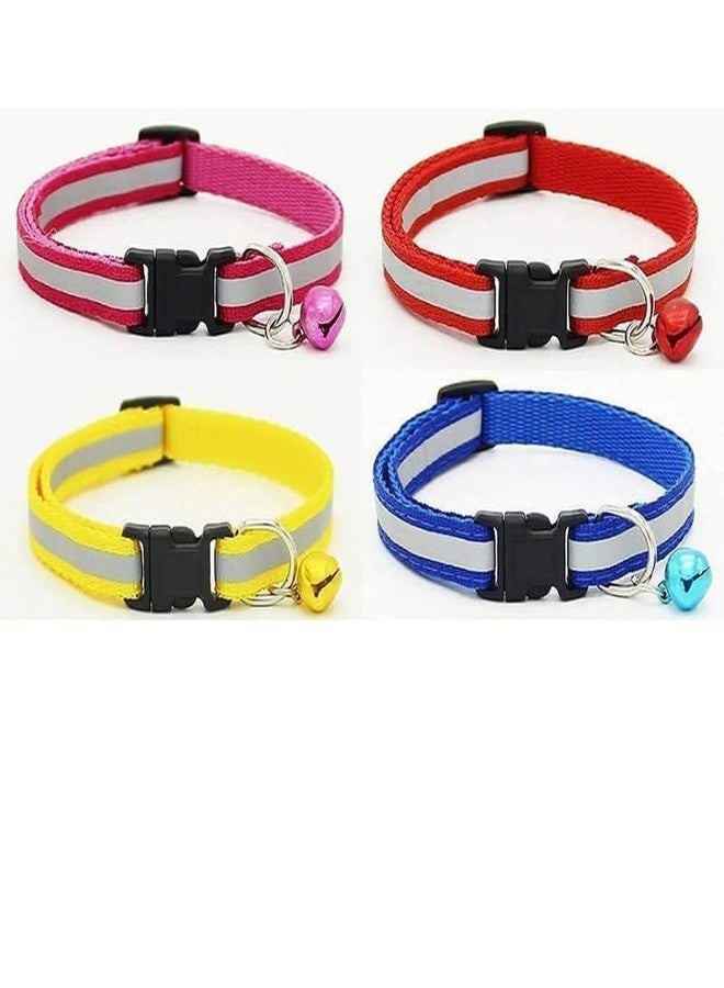 KittuPet Pack of 4 pcs Collar Reflective Collar Deisgn Interactive Collar for Your Kitten Pupies Dog Size 10 MM Random Color - Image 1